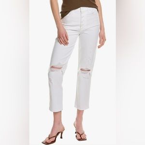 Nwt 7 for All Mankind High Waist Crop Button Fly in Royce Blanc Size 25
